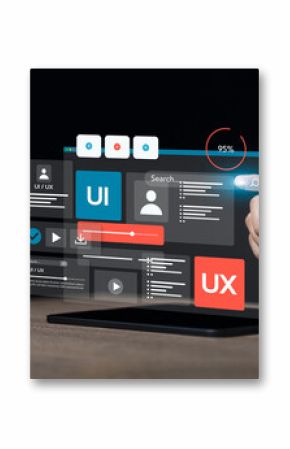 UX-UI development along with web design to develop mobile and laptop app interface layout design. User experience concept, UX-UI designer, creative planning, data visualization, application design