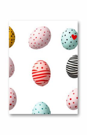 Easter eggs pattern, colorful, decorative, whimsical eggs, cut out transparent