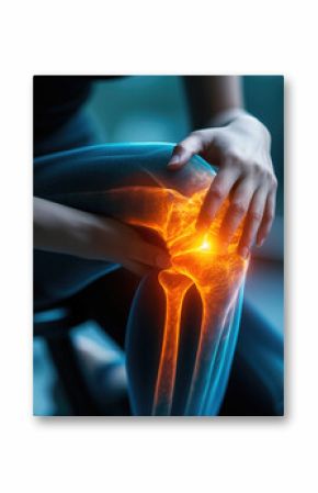 Knee pain, joint inflammation, bone fracture, woman suffering from osteoarthritis, leg injury