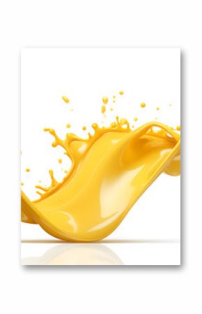 Yellow melted cheese splash isolated on white background