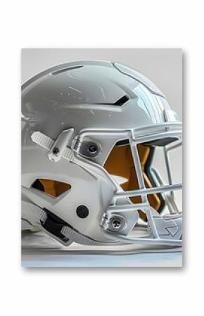Modern White American Football Helmet - Safety and Style. Concept American Football, Helmet, Safety, Style, Modern