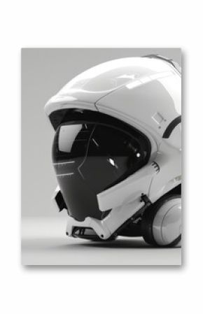 Blank mockup of a futuristic hightech space helmet .