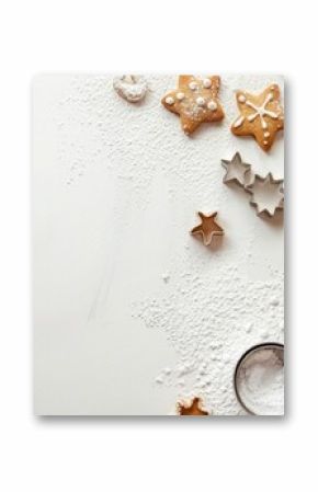 Close-up of cookie cutter and cookies on table