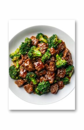 A Plate of Delicious Beef and Broccoli Stir Fry Isolated on a Transparent Background 