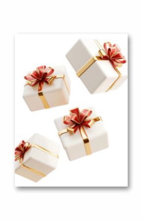 PNG Dissected floating red gifts ribbons white bows.