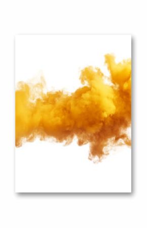 A vibrant burst of golden smoke swirls and floats against a clean backdrop, creating a captivating visual display full of energy and movement