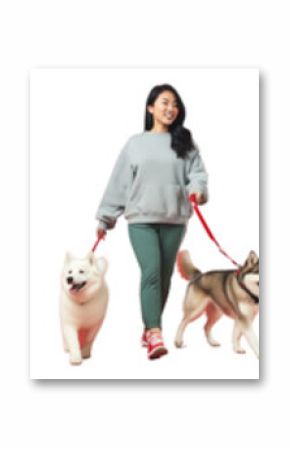 People walking dogs png cut out element set