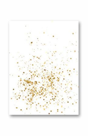 Gold Glitter Dust Spray. Golden particles. Festive Confetti Background. Greeting Design. Congratulations Card