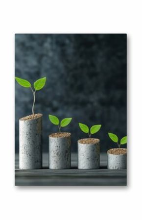 Company growth and success: illustrative representation with thriving small green plants, symbolic of expansion and progress