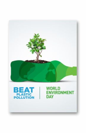  BeatPlasticPollution, World Environment day concept 2023 3d tree background. 