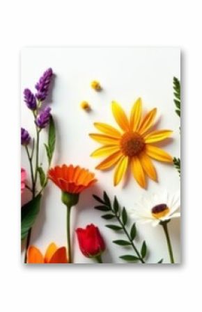 Beautiful assortment of dried flowers and plants organized in artistic knolling style, art, knolling