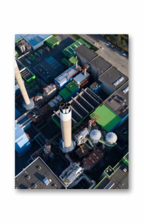 Waste incineration facility, industrial plant to turn waste into energy. Aerial view.