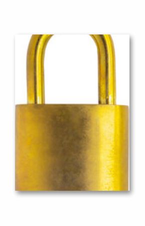 Old golden padlock isolated on white background