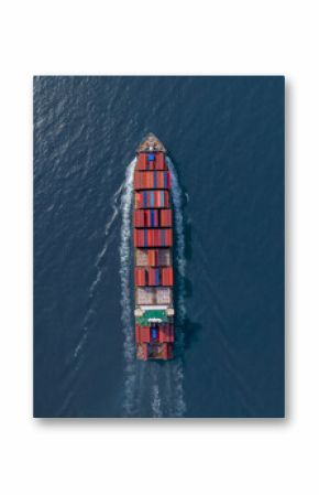 Aerial view container cargo ship freight shipping international, Global business freight shipping import export logistic transportation container ship, Container cargo ship sea freight container ship.