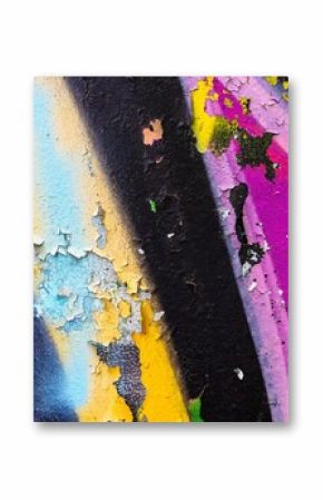 Vibrant graffiti texture with peeling paint in neon pink, blue, yellow. Retro 90s, Y2K vibe, distressed, urban look. Background, textures, digital art, modern 90s, 2000s, Y2K creative banner.