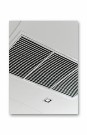 Clean modern interior showing ceiling air vent grille. hvac air conditioner ventilation duct system provides comfortable cooling for healthy indoor air quality and climate control