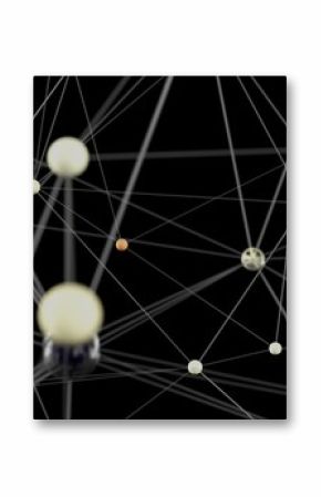Image of interconnected spheres symbolizing global networks, data flow, and communication.
