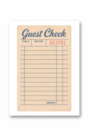 PNG Vintage restaurant guest check