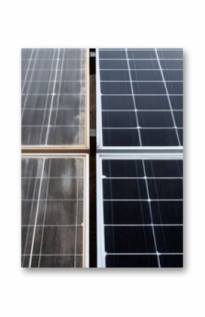 Comparing clean and dirty solar panels showing importance of maintenance