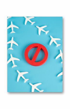 Planes fly around the restricted air zone. Airplanes fly near a restricted air zone, avoiding prohibited areas. Concept of airspace regulation, flight route adjustments, and aviation restrictions.