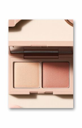 Flat lay of various cosmetics and makeup textures for background