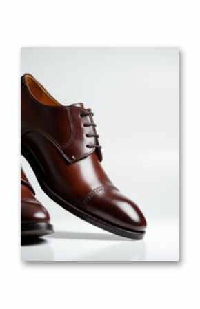 Elegant brown leather dress shoes with polished finish on a white background