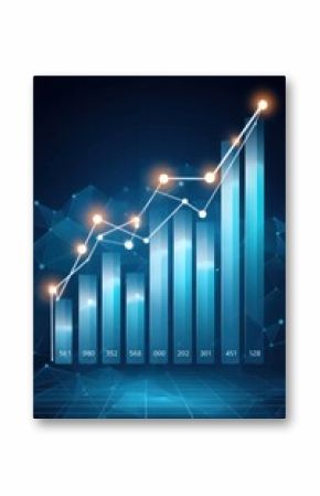 Illuminated graph showcasing financial growth and analytics on futuristic background