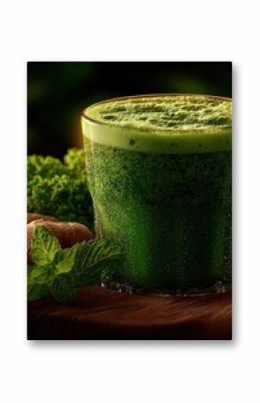 Refreshing Green Juice with Ginger, Mint, and Lime, Packed with Nutrients and Vitality