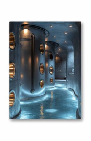 Brushed steel constructed artwork of cooling tower wallpaper