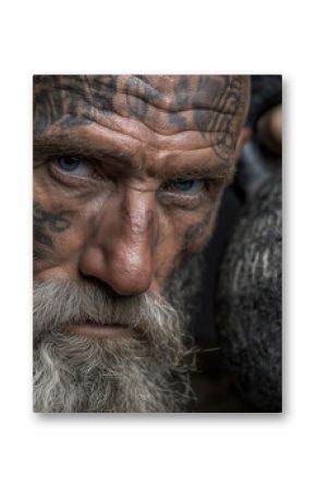 Viking-inspired athlete showcasing strength and determination during a lifting session