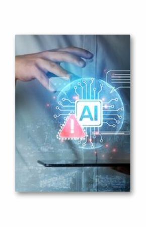 AI interface showing prompt error warning and system alert. AI prompt failure can lead to incorrect output or hallucination. Managing AI prompt error is crucial in safe AI deployment. Muxer
