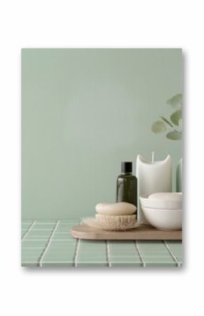 Tranquil Spa Essentials on Elegant Green Surface