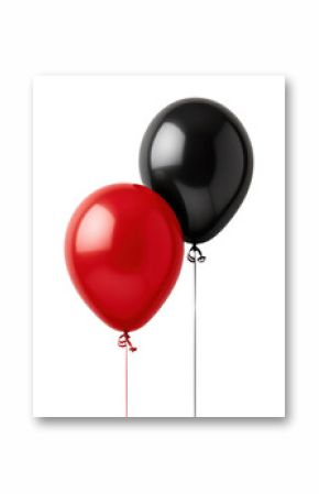 red and black festive party balloons for celebration isolated on white or transparent png