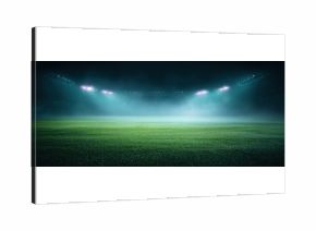 The Football Field Illuminated by Stadium Floodlights Under Dramatic Night Sky