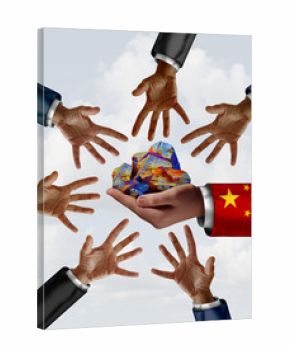 China Rare earth export controls as Mineral export concept as a global economic demand conceptual rare-earth element symbol representing essential material as raw ore for industrial manufacturing of t