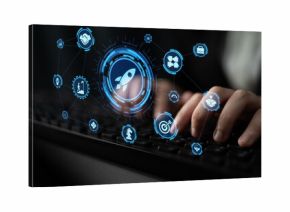 Startup launch and business growth concept, rocket symbolism, entrepreneurship, startup innovation, and early-stage success strategies for new business development and expansion. Entice