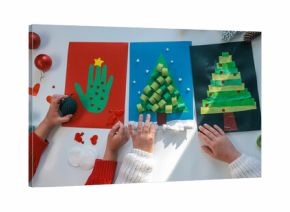 Children's craft Christmas idea, children doing creative work