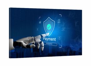 An AI assistant manages a secure payment system, protecting online financial transactions. This smart gateway uses advanced fraud detection to ensure every payment is safe. Fermion