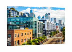 Modern Buildings and Skyscrapers on Seattle Bright Summer Day