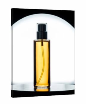 Amber Glass Spray Bottle Mockup with Luminous Circular Spotlight