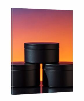 Stack of Black Cosmetic Jar Mockups with Vibrant Gradient Background