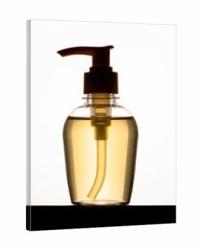 Clear Pump Dispenser Bottle Mockup with Golden Yellow Liquid