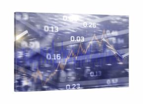 Economic growth chart. Business chart and reflection buildings