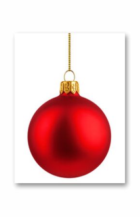 Christmas Ball, red bauble, isolated on white background, full depth of field