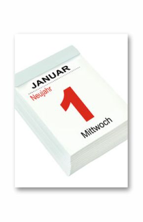 Deutscher Kalender Datum 1. Januar 2025 Neujahr  Mittwoch  Hintergrund transparent PNG cut out