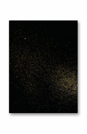 Beautiful shiny golden glitter on black background, top view