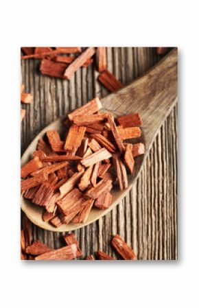 Red sandalwood chips - ingredient for essential oils