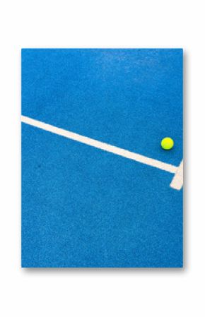  paddle tennis balls near the lines of a blue paddle tennis court, racket sports concept