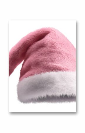 Soft pink Santa hat with fluffy white trim clipart on transparent background for feminine festive themes