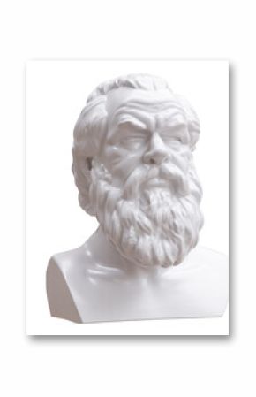 Socrates statue isolated on white, transparent. Ancient greek philosopher marble head